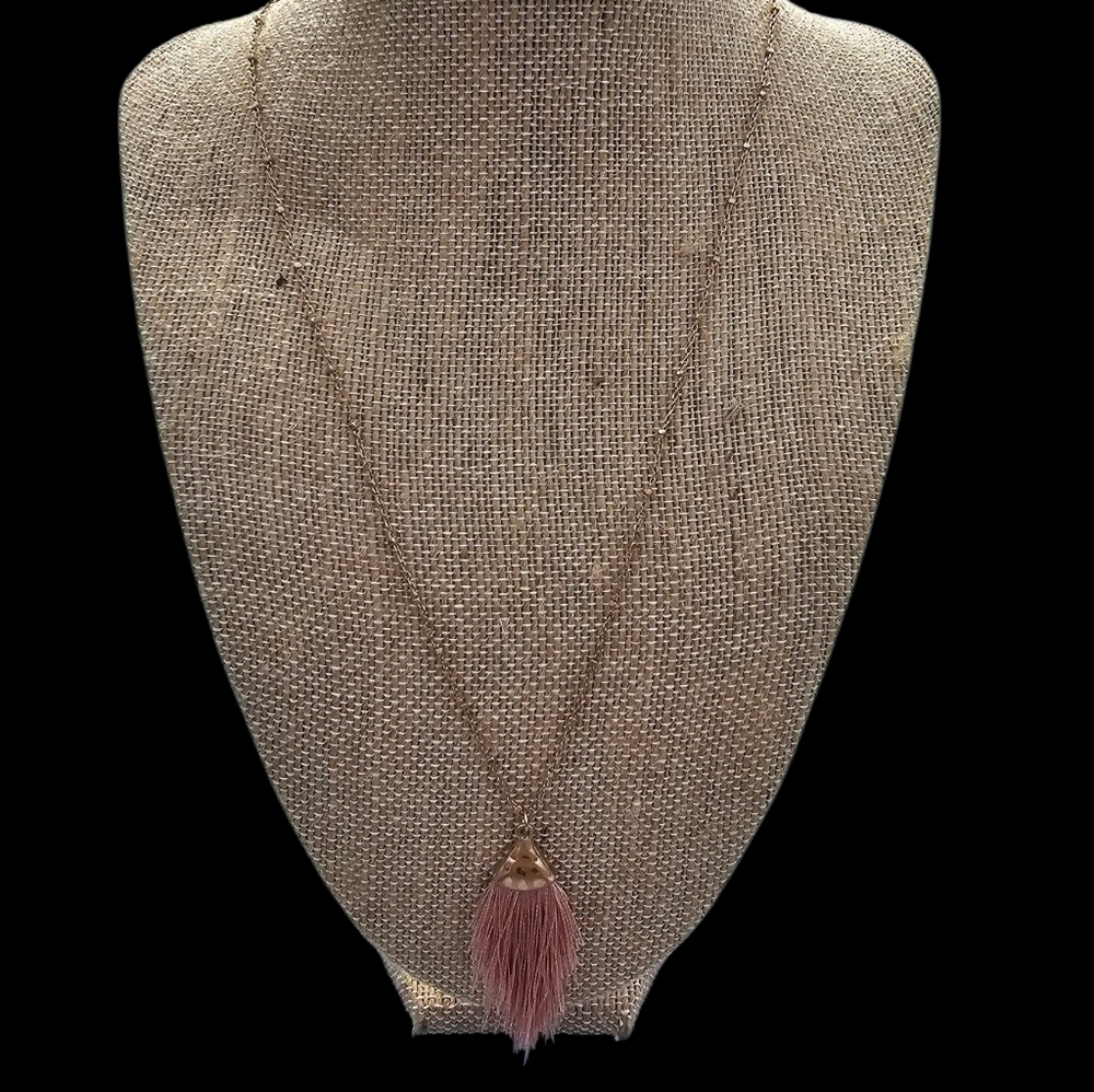 New Elegant Gold and Pink Tassel‎ Necklace